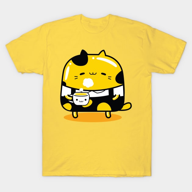 yellow cat barista profession T-Shirt by MEDZ